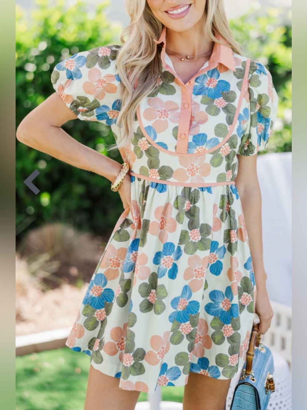 Umgee Way Around Peach Floral Dress NWT Size Small